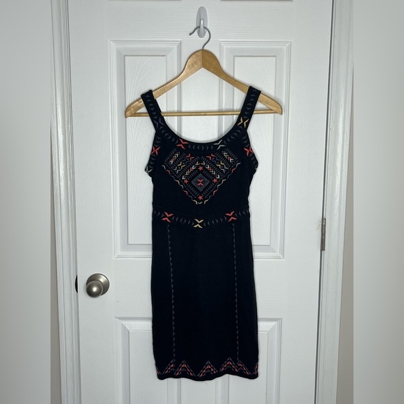 Free People Dresses & Skirts - Free People Embroidered Black Mini Dress